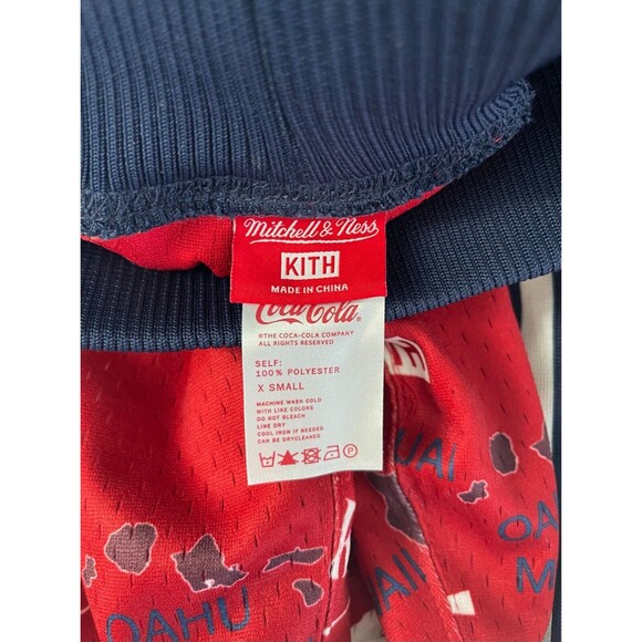 Kith x Mitchell & Ness XS Shorts Coca Cola Print Red Navy Unisex RARE NWT - Picture 8 of 11